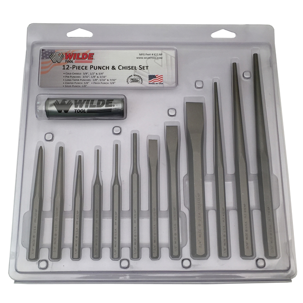 Wilde 12-PIECE PUNCH & CHISEL SET-VINYL POUCH-CARD CLAM K12.NP/CC